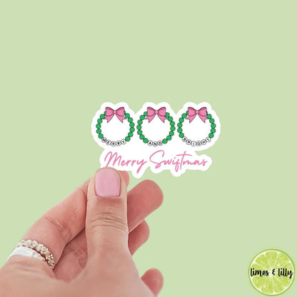 Merry Swiftmas Friendship Bracelet Wreath Sticker | Eras Sticker | Christmas Sticker | Holiday Sticker | Kindle Stickers | Vinyl Sticker