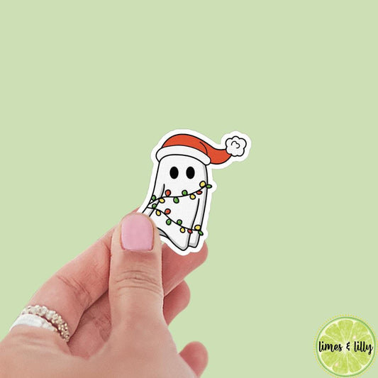 Christmas Lights Ghost Sticker | Christmas Sticker | Holiday Sticker | Kindle Stickers | Vinyl Sticker | Laptop