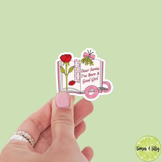 Dear Santa I’ve Been a Good Girl Handcuff Book Sticker | Christmas Sticker | Holiday Sticker | Kindle Stickers | Vinyl Sticker | Laptop