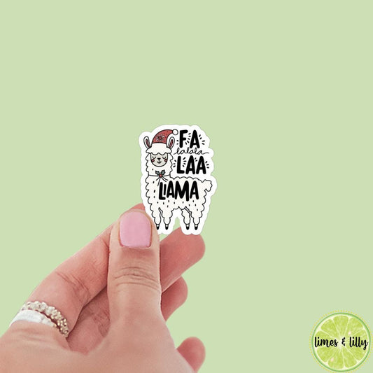 Fa La La La Laa Llama Santa Hat Sticker | Christmas Sticker | Holiday Sticker | Kindle Stickers | Vinyl Sticker | Laptop