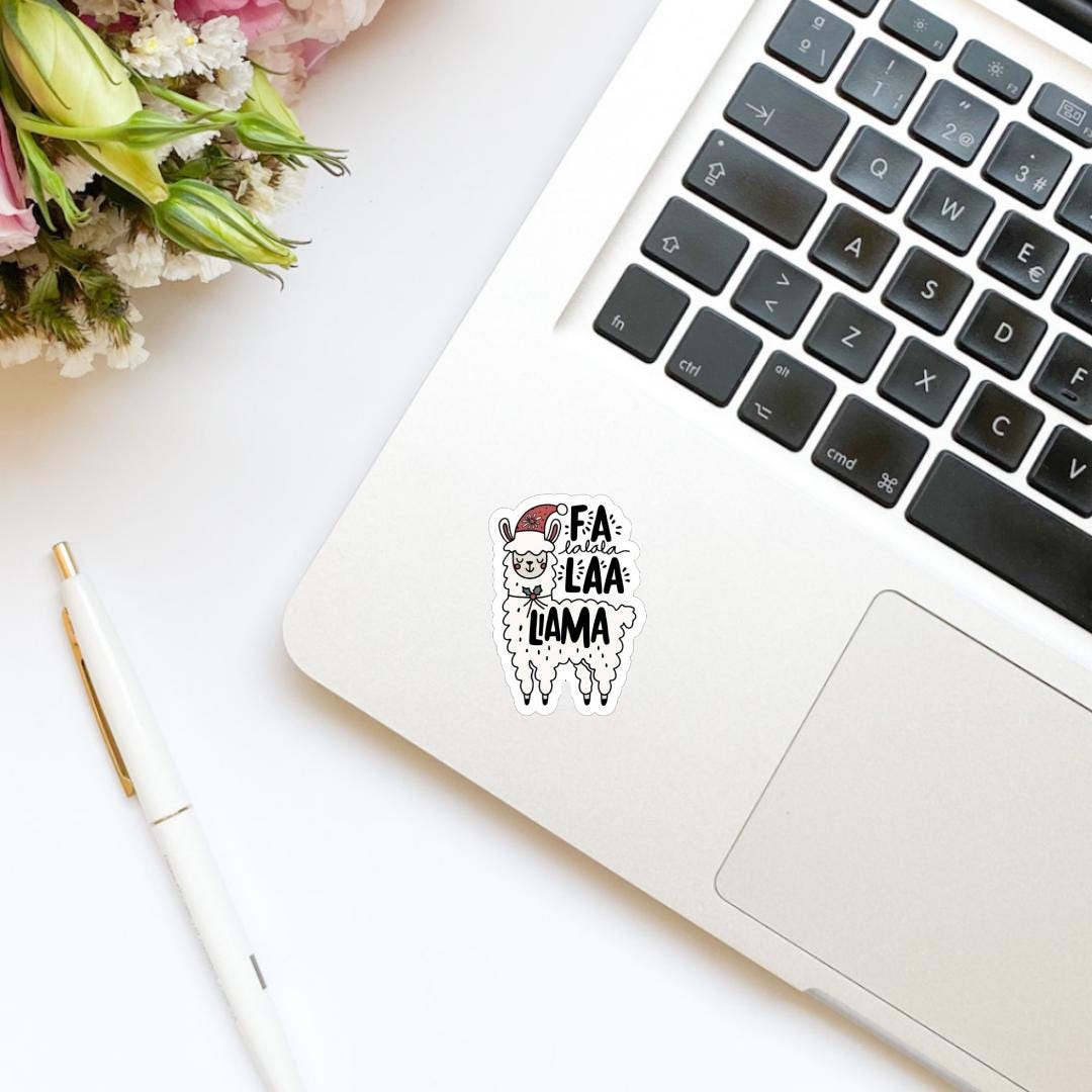 Fa La La La Laa Llama Santa Hat Sticker | Christmas Sticker | Holiday Sticker | Kindle Stickers | Vinyl Sticker | Laptop