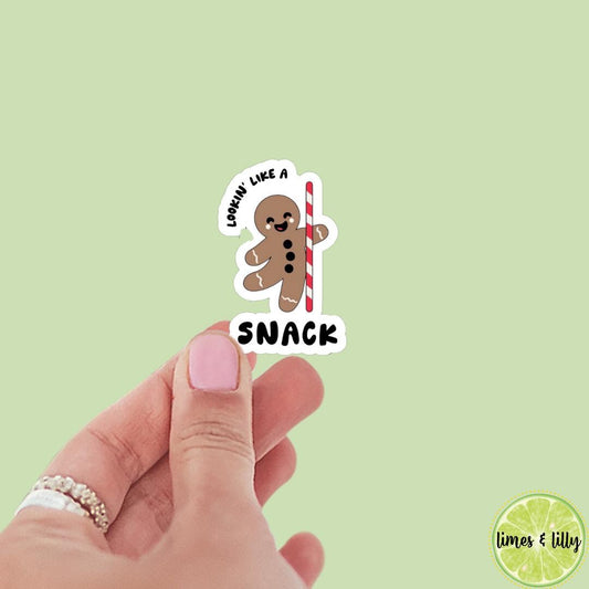 Lookin Like a Snack Gingerbread Man Candy Cane Sticker | Christmas Sticker | Holiday Sticker | Kindle Stickers | Vinyl Sticker | Laptop