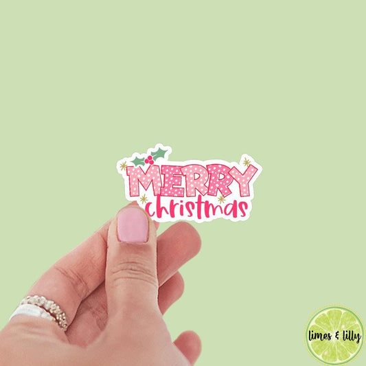Pink Merry Christmas Sticker | Christmas Sticker | Holiday Sticker | Kindle Stickers | Vinyl Sticker | Laptop