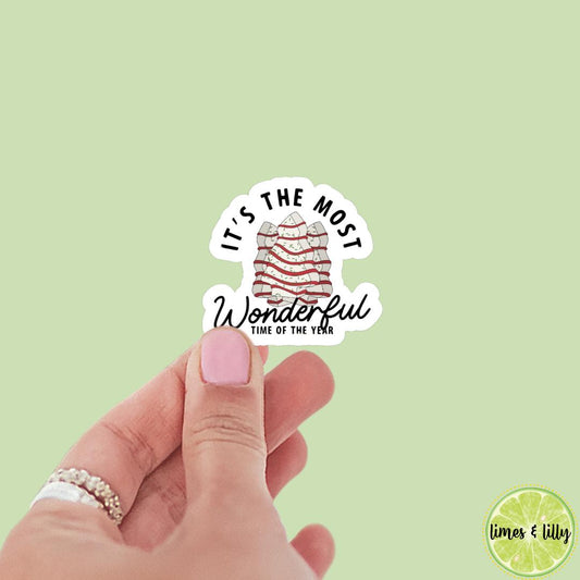 It’s the Most Wonderful Time of the Year Christmas Cake Sticker | Christmas Sticker | Holiday Sticker | Kindle Stickers | Vinyl Sticker
