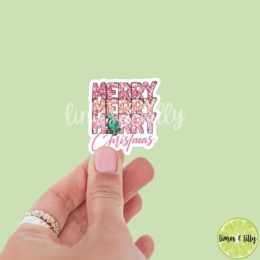 Merry Merry Merry Pink Christmas Snack Cake Sticker | Christmas Sticker | Holiday Sticker | Kindle Stickers | Vinyl Sticker | Laptop