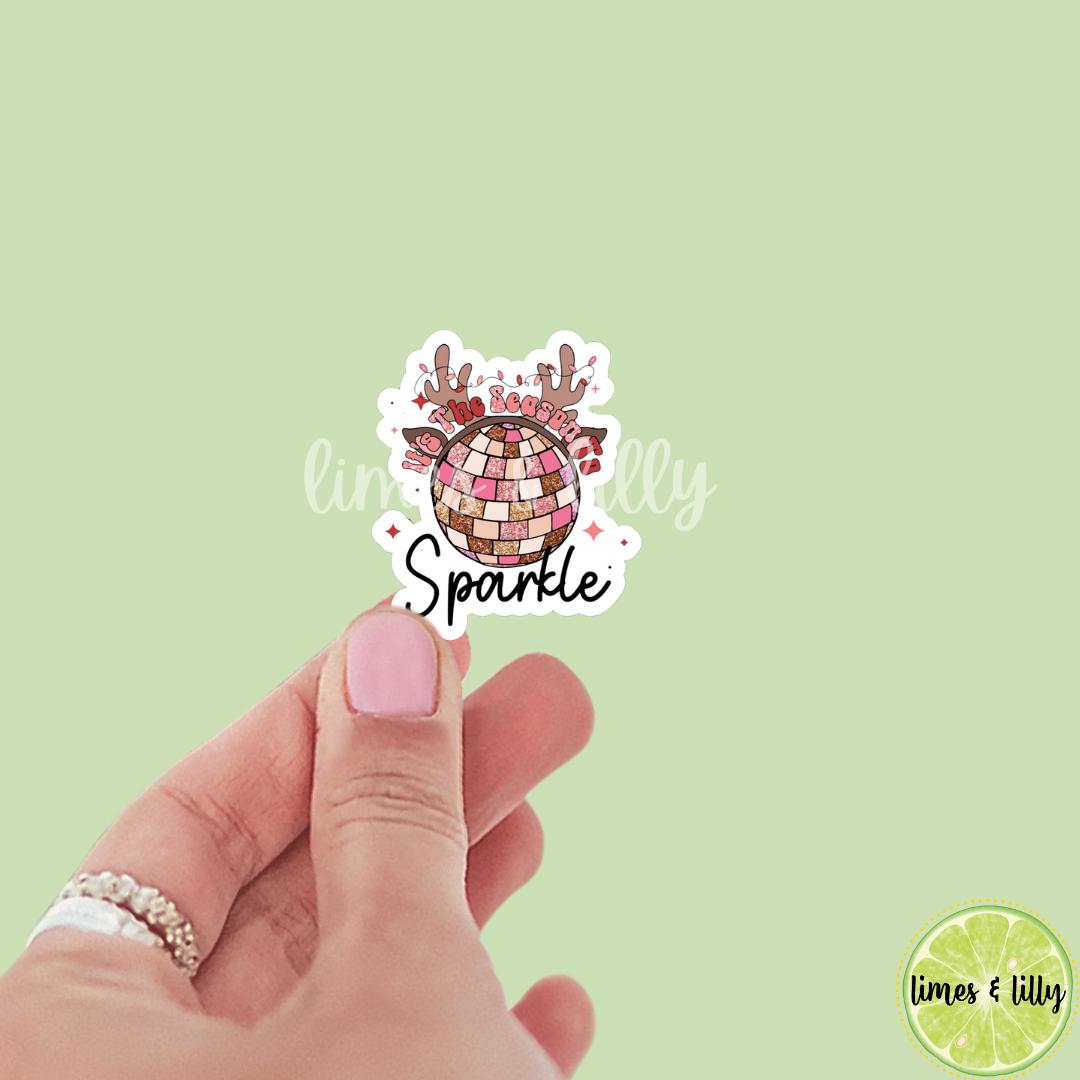 It’s the Season to Sparkle Reindeer Disco Ball Sticker | Christmas Sticker | Holiday Sticker | Kindle Stickers | Vinyl Sticker | Laptop
