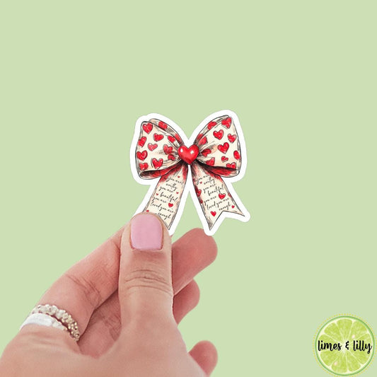 Coquette Hearts Bow Sticker | Valentine’s Day Sticker | Valentine Sticker | Kindle Stickers | Vinyl Sticker | Laptop |