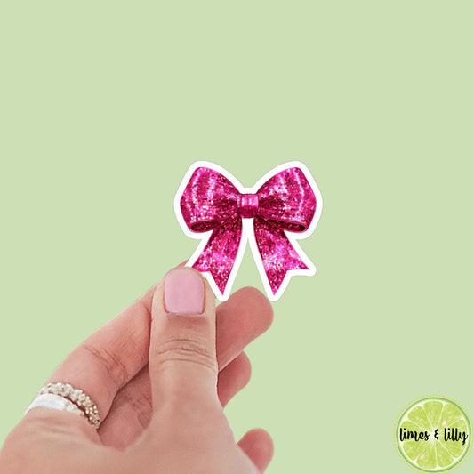 Coquette Pink Glitter Bow Sticker | Valentine’s Day Sticker | Valentine Sticker | Kindle Stickers | Vinyl Sticker | Laptop |
