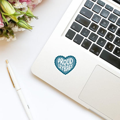 Proud Crybaby Scalloped Heart Sticker, kindle stickers, bookish stickers, mental health sticker, Positivity Sticker, affirmation