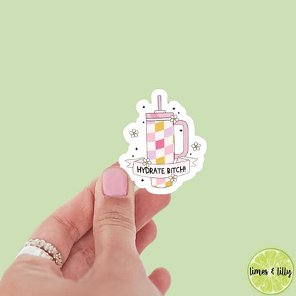 Hydrate Bitch Water Cup Sticker | Water Bottle Sticker | Bookish Stickers | Bookworm | Laptop Stickers