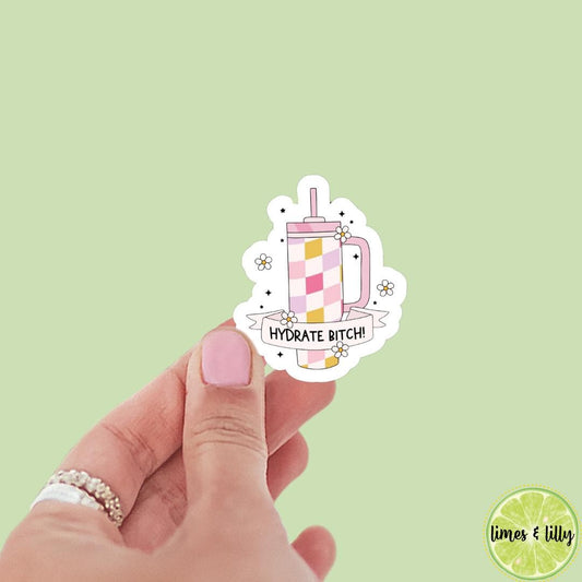 Hydrate Bitch Water Cup Sticker | Water Bottle Sticker | Bookish Stickers | Bookworm | Laptop Stickers