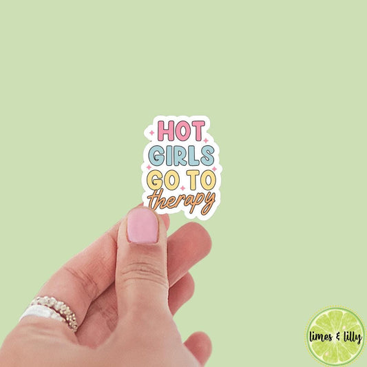 Hot Girls Go to Therapy Sticker | Book Sticker | Girly | Water Bottle Sticker | Bookish Stickers | Kindle Sticker | Book Lover | Retro