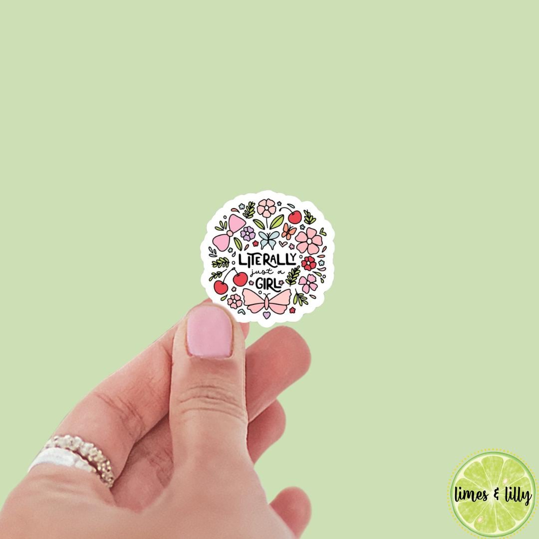 Literally Just a Girl Sticker | Bookish Stickers | Kindle Girl | Reading Stickers | Book Stickers