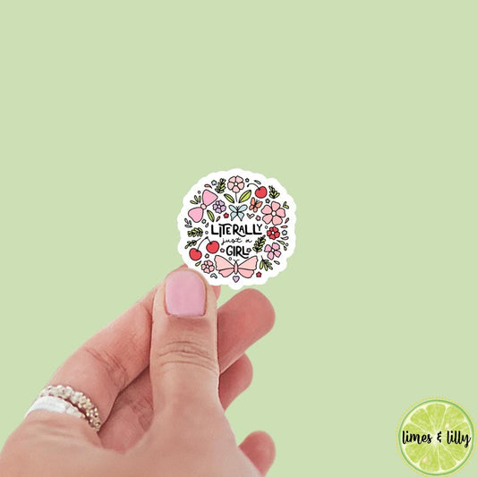 Literally Just a Girl Sticker | Bookish Stickers | Kindle Girl | Reading Stickers | Book Stickers