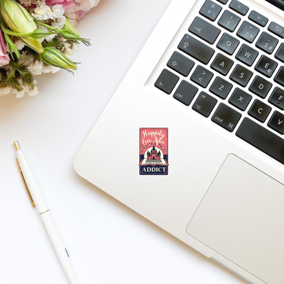 Happily Ever After Addict Castle Book Sticker | Kindle Stickers | Bookish Stickers | Water Bottle Sticker | Funny Sticker