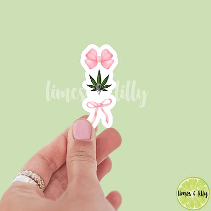 Coquette Black Bow Marijuana Leaf Stacked Sticker | bookish stickers | Kindle stickers | 420 | laptop | weed smoker | cannibis