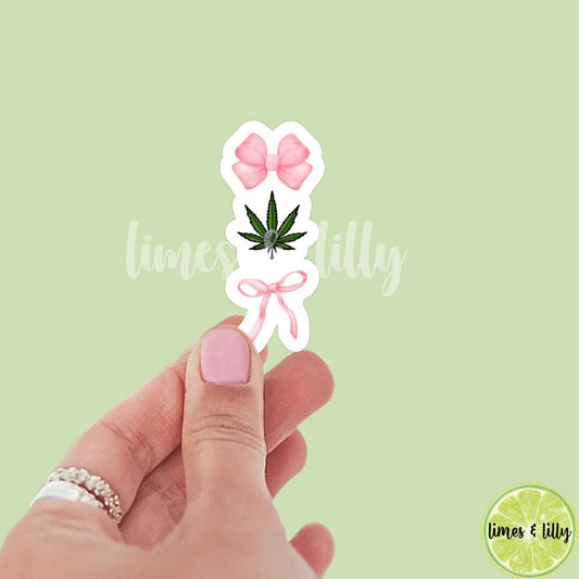 Coquette Black Bow Marijuana Leaf Stacked Sticker | bookish stickers | Kindle stickers | 420 | laptop | weed smoker | cannibis