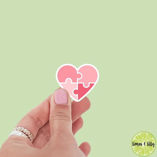 Pink Puzzle Pieces Heart Sticker | Bookish Stickers | Kindle Stickers | Water Bottle Stickers | Trendy