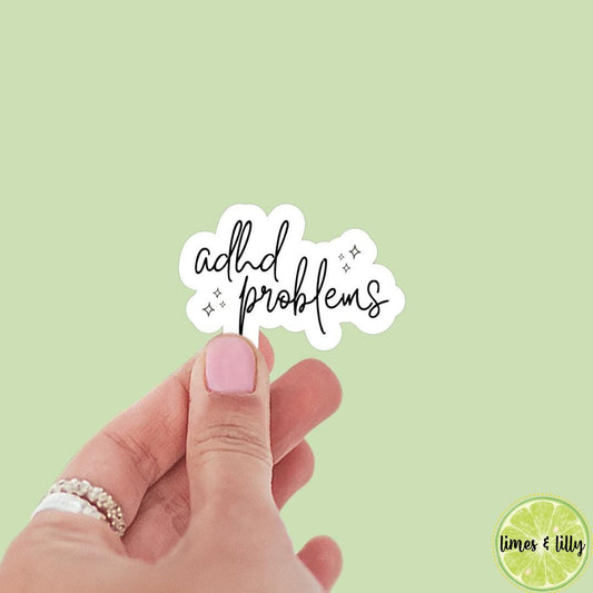 ADHD Problems Word Sticker, bookish stickers, book stickers, kindle, laptop, booktok, mental health, neurodivergent