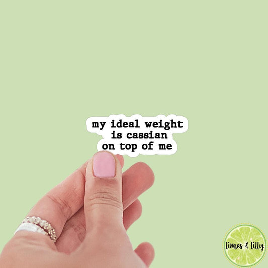 My Ideal Weight is Cassian on Top of Me Book Boyfriend Sticker, ACOTAR, book inspired, bookish stickers, bat boys, decal, romantasy merch