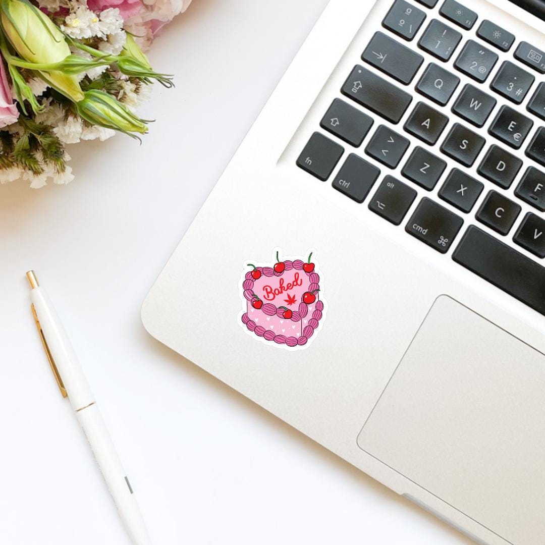 Coquette Baked Weed Cake Vinyl Sticker | bookish stickers | Kindle stickers | marijuana | 420 | laptop | weed smoker | cannibis