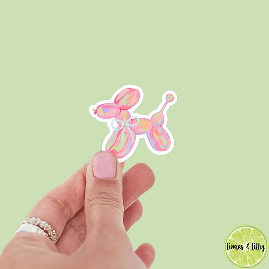 Pink Watercolor Balloon Animal Dog Pearl Sticker | Girly Sticker | Kindle Sticker | Bookish Stickers | Trendy Stickers | Cute Stickers