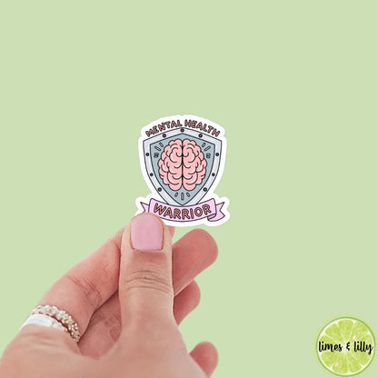 Mental Health Brain Warrior Badge Vinyl Sticker | Bookish Stickers | Kindle Stickers | laptop sticker, neurodivergent