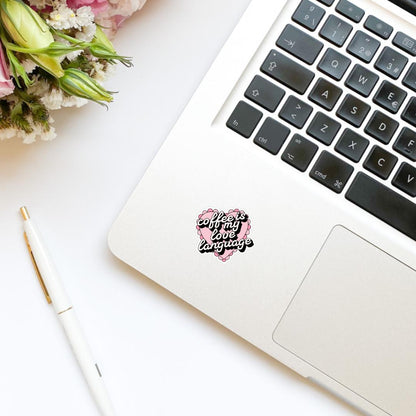 Coffee is My Love Language Coquette Heart Sticker | Vinyl Decal | Kindle Stickers | Bookish Stickers | Water Bottle Sticker