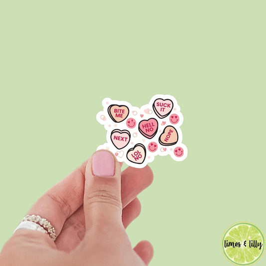 Candy Hearts Funny Sarcastic Valentines Day Sticker | Valentine’s Day Sticker | Valentine Sticker | Kindle Stickers | Vinyl Sticker | Laptop