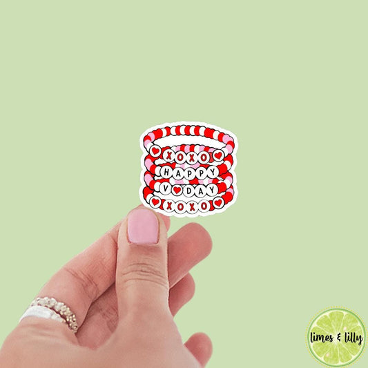 XOXO Happy V Day Friendship Bracelet Sticker | Valentine’s Day Sticker | Valentine Sticker | Kindle Stickers | Vinyl Sticker | Laptop |