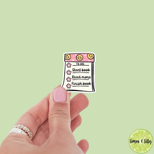 To Do Note Pad Start Book, Read More, Finish Book Smily Faces Vinyl Sticker | Kindle Sticker | Bookish Stickers | Mood Reader | Book Lover