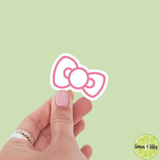 Pink Kitty Bow Vinyl Sticker | Girly Sticker | Kindle Stickers | Cute Stickers | Laptop | Water Bottle Sticker | Water Resistant Stickers