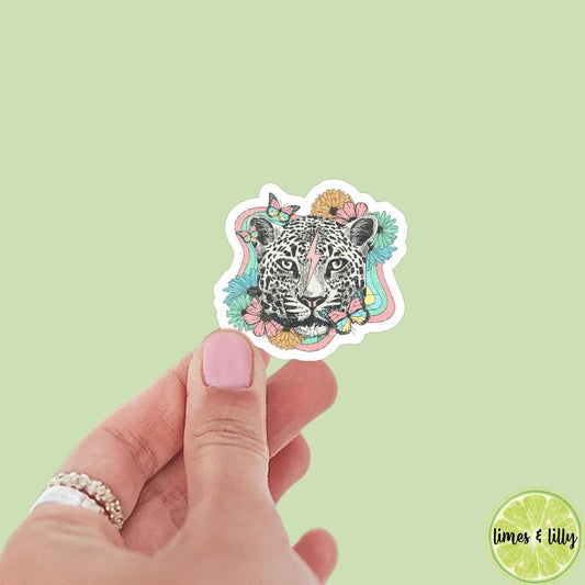 Retro Vintage Cheetah Leopard Jaguar Animal Print Vinyl Sticker | Girly Sticker | Kindle Stickers | Cute Stickers | Water Bottle Sticker