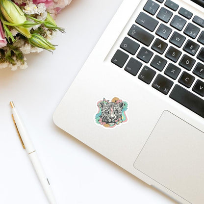 Retro Vintage Cheetah Leopard Jaguar Animal Print Vinyl Sticker | Girly Sticker | Kindle Stickers | Cute Stickers | Water Bottle Sticker
