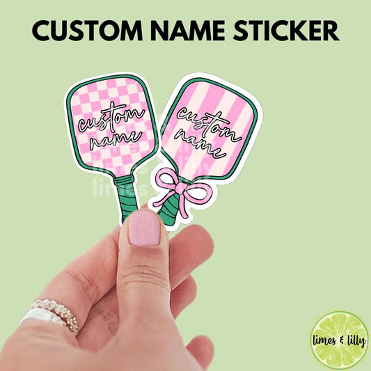 Custom Name Pickleball Paddle Girly Vinyl Sticker | Kindle Stickers | Decal Personalized | Water Bottle Sticker