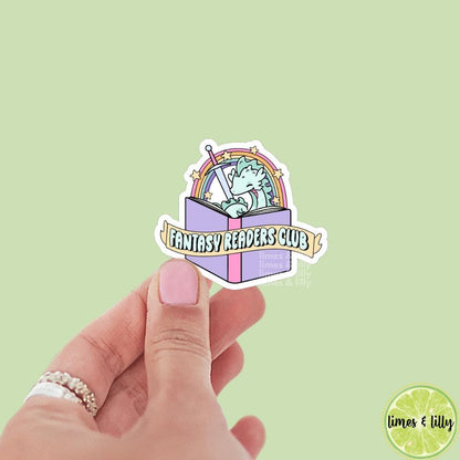 Fantasy Readers Club Dragon Vinyl Sticker | Book Sticker | Girly | Water Bottle Sticker | Bookish Stickers | Kindle Stickers | Book Lover