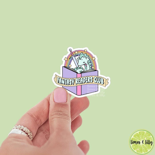 Fantasy Readers Club Dragon Vinyl Sticker | Book Sticker | Girly | Water Bottle Sticker | Bookish Stickers | Kindle Stickers | Book Lover