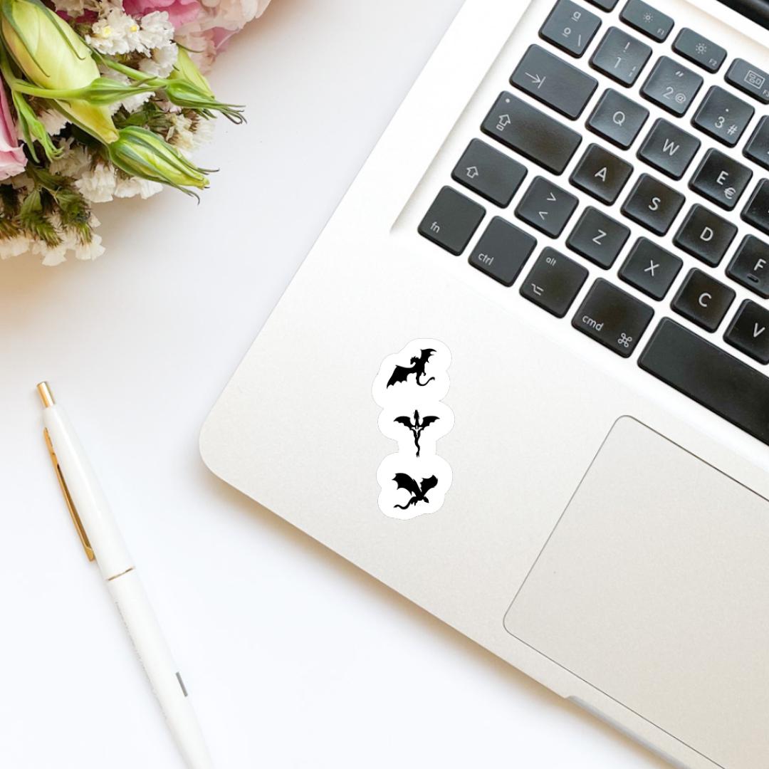 Black Flying Dragons Stack Sticker | Book Inspired | Bookish Stickers | Kindle | Laptop | Decal | Romantasy Book Merch