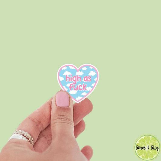High as Fuck Cute Heart Sticker | bookish stickers | Kindle stickers | marijuana | 420 | laptop | weed smoker | cannibis