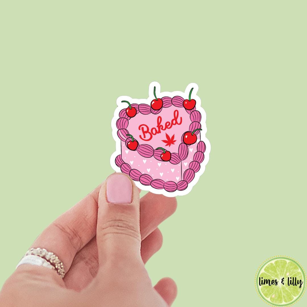 Coquette Baked Weed Cake Vinyl Sticker | bookish stickers | Kindle stickers | marijuana | 420 | laptop | weed smoker | cannibis