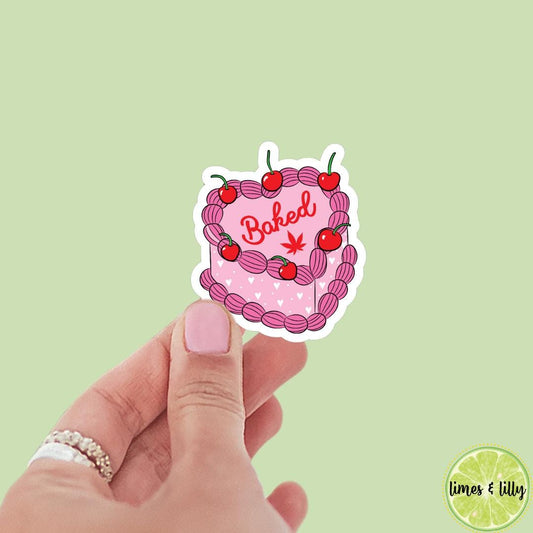 Coquette Baked Weed Cake Vinyl Sticker | bookish stickers | Kindle stickers | marijuana | 420 | laptop | weed smoker | cannibis