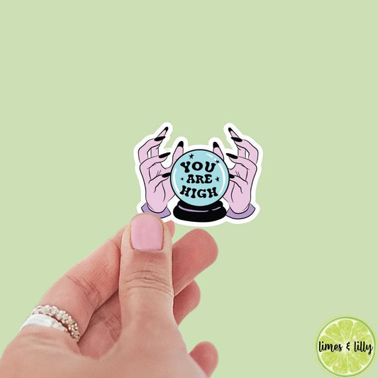 You Are High Crystal Ball Fortune Teller Vinyl Sticker | bookish stickers | Kindle stickers | marijuana | 420 | weed smoker | cannibis