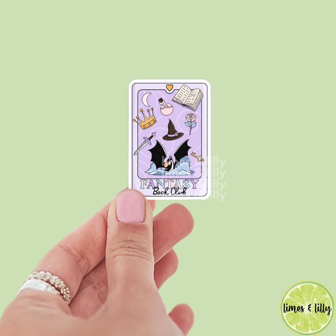 Fantasy Book Club Tarot Card Vinyl Sticker | Romantasy | Water Bottle Sticker | Bookish Stickers | Kindle Stickers | Book Lover