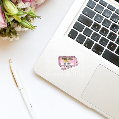 Existential Crisis Free Entry Movie Ticket Vinyl Sticker | Kindle Stickers | Bookish Stickers | Trendy Stickers | Mental Health