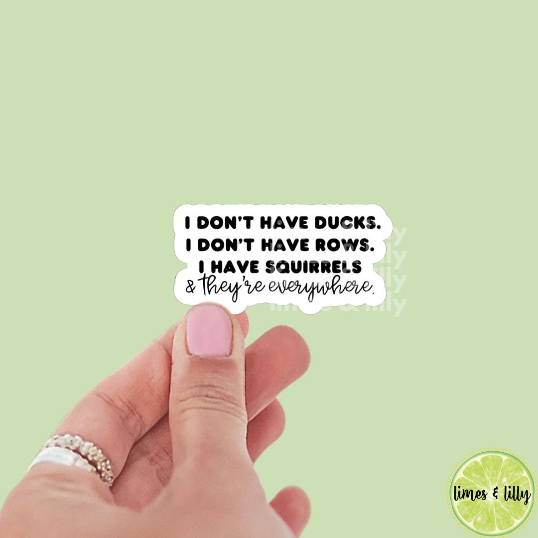 I Don’t Have Ducks, I Don’t Have Rows, I Have Squirrels and They’re Everywhere Quote Sticker | Kindle Stickers | Sticker Quote | Funny |