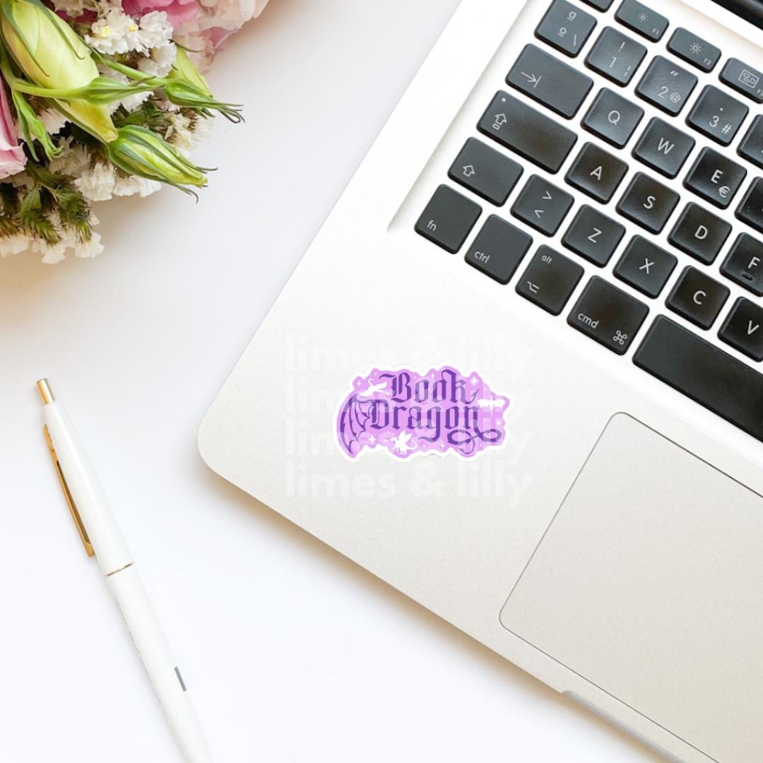 Book Dragon Purple Vinyl Sticker | Book Inspired | Bookish Stickers | Kindle | Laptop | Decal | Romantasy Book Merch