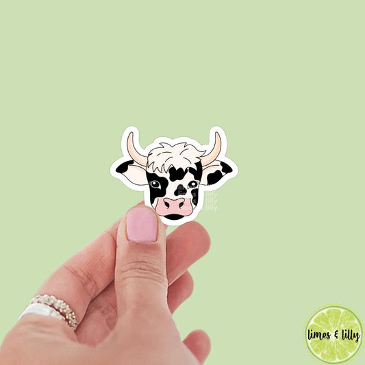 Cute Cow Cartoon Vinyl Sticker | Book Stickers | Cowboy Stickers | Cowgirl | Howdy Sticker | Bookish Stickers | Kindle Stickers | Decal