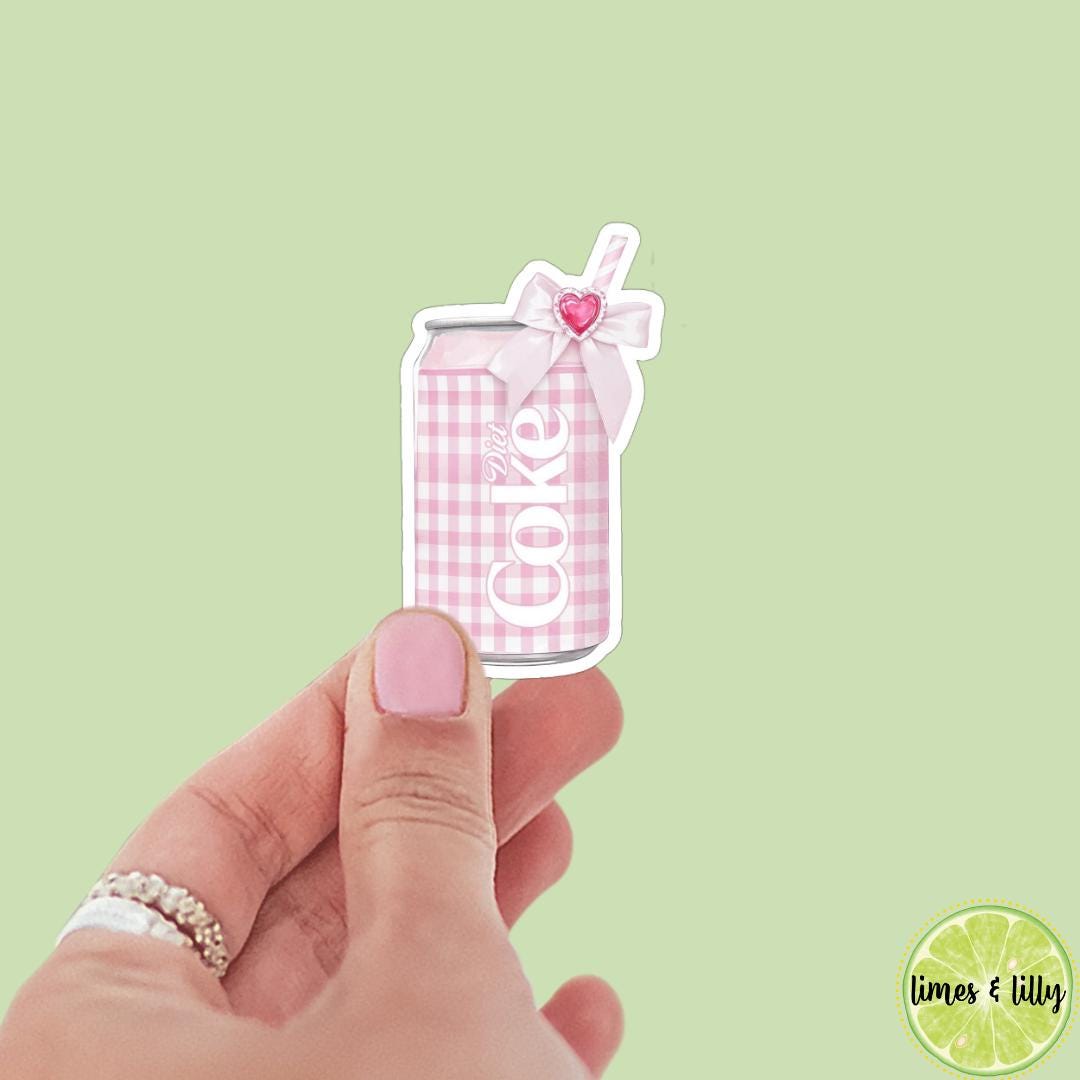 Pink Plaid Coquette Diet Cola Vinyl Sticker | Soda Sticker | Girly Sticker | Kindle Sticker | Bookish Stickers | Trendy Stickers | Preppy