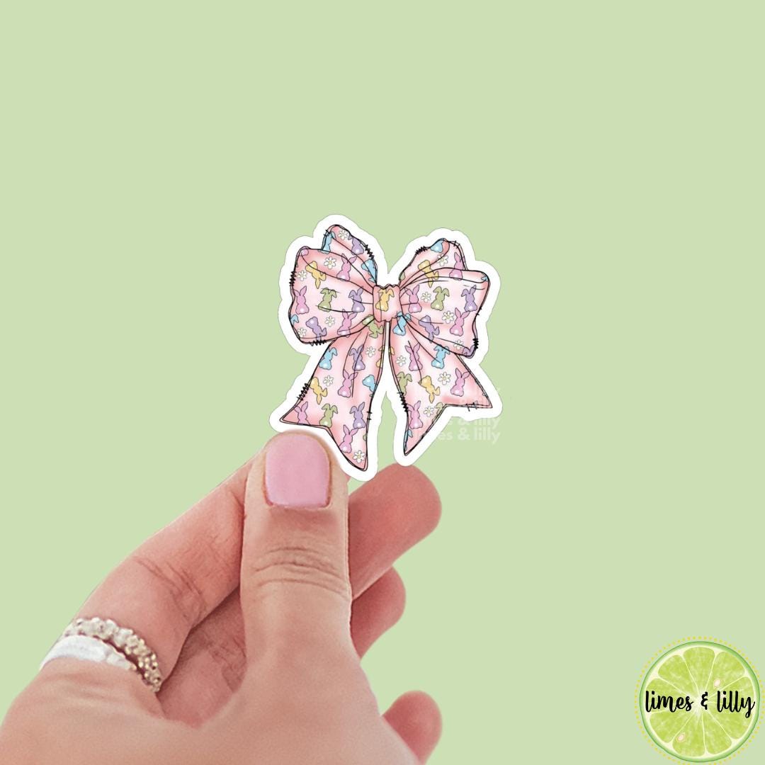 Coquette Easter Bunny Cute Bow Vinyl Sticker | Trendy Stickers | Bookish Sticker | Kindle Stickers | Water Bottle Sticker |