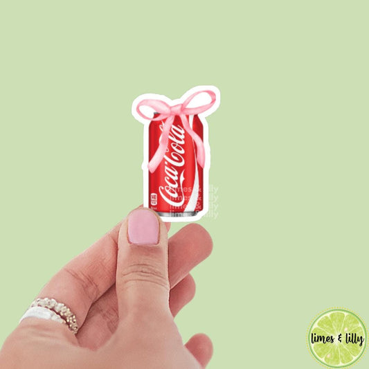 Cola Can Coquette Bow Sticker | Soda Sticker | Girly Sticker | Kindle Sticker | Bookish Stickers | Trendy Stickers |